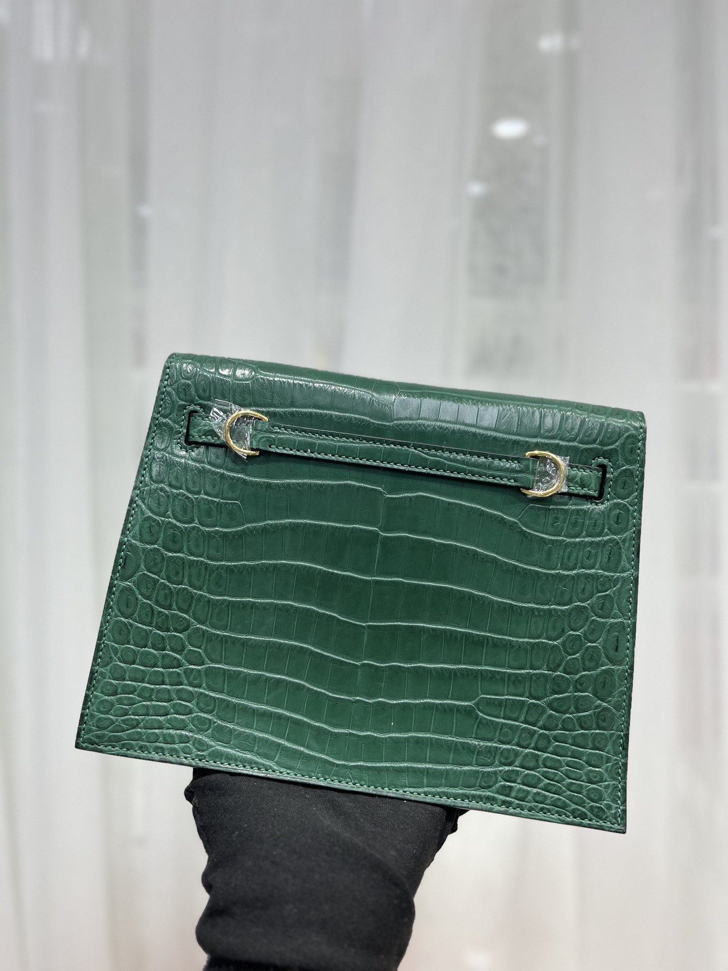 Hermes Kelly Danse Evercolor Bag In Dark Green Crocodile Niloticus Leather